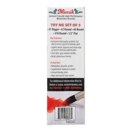 Creative Mark Artist Paint Brush Set - Mimik Synthethic Squirrel Short Handle Paint Brushes - Assorted Sizes - Try Me Pack - 5 Pieces