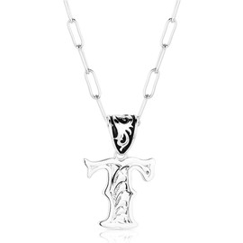 Montana Silversmiths Western Initial Pendant 18 Inch Adjustable Paperclip Chain Necklace