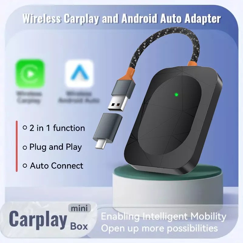 AUIMSOCO Plug-N-Drive Wireless Car Adapter - 2-in-1 Apple CarPlay &