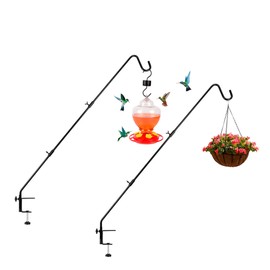 DAEHUI Deck Bird Feeder Hanger with 3in Clamp for Railing 41 Inch Bird Feeder Pole 360 Degree Swivel Plant Hooks for Hanging Baskets Wind Chime Lantern (2 Packs-3In Clamp Deck Hook)