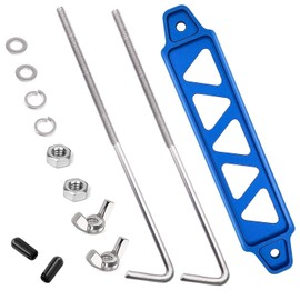 Tnisesm Blue Billet Aluminum Battery Hold Down Bracket with 18-8(304) Stainless Steel 8 inch bolts J bolts