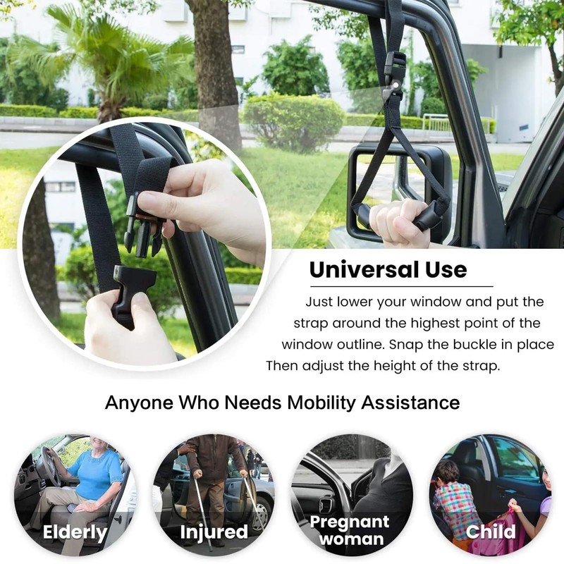 2 Pack car Handle Assist, Adjustable Door Handle Assist with