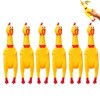 6 Pack Rubber Screaming Chicken Toy Yellow Rubber Squeaking Chicken