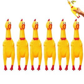 6 Pack Rubber Screaming Chicken Toy Yellow Rubber Squeaking Chicken Toy Novelty and Durable Rubber Chicken, Shrilling Decompression Tool Gadgets, Screaming Chicken Dog Toys