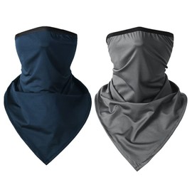 VOANZO 2 Pcs Outdoor Multifunctional Sports Ice Silk Breathable Anti-dust Sun Protection Half Face Mask Headscarf, Magic Head Scarf for Riding, Motorcycling, Hiking, Fishing(Navy Blue + Gray)