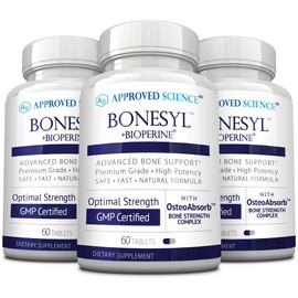 Approved Science Bonesyl - Strengthen Bones, Limit Bone Density Loss - Maintain Overall Bone Health - K2, BioPerine, and Magnesium - 180 Tablets - Vegan - Made in USA