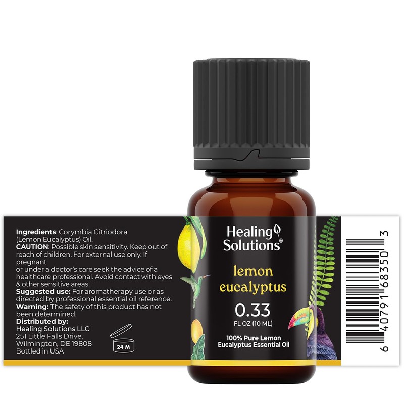 Healing Solutions Lemon Eucalyptus Essential Oil - 0.33 Fluid Ounces