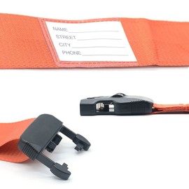 TSA Suitcase Belt, Adjustable Length, Fixed Cross, Dial Type, For Travel, Business Trips, Name Tag Included (Orange)