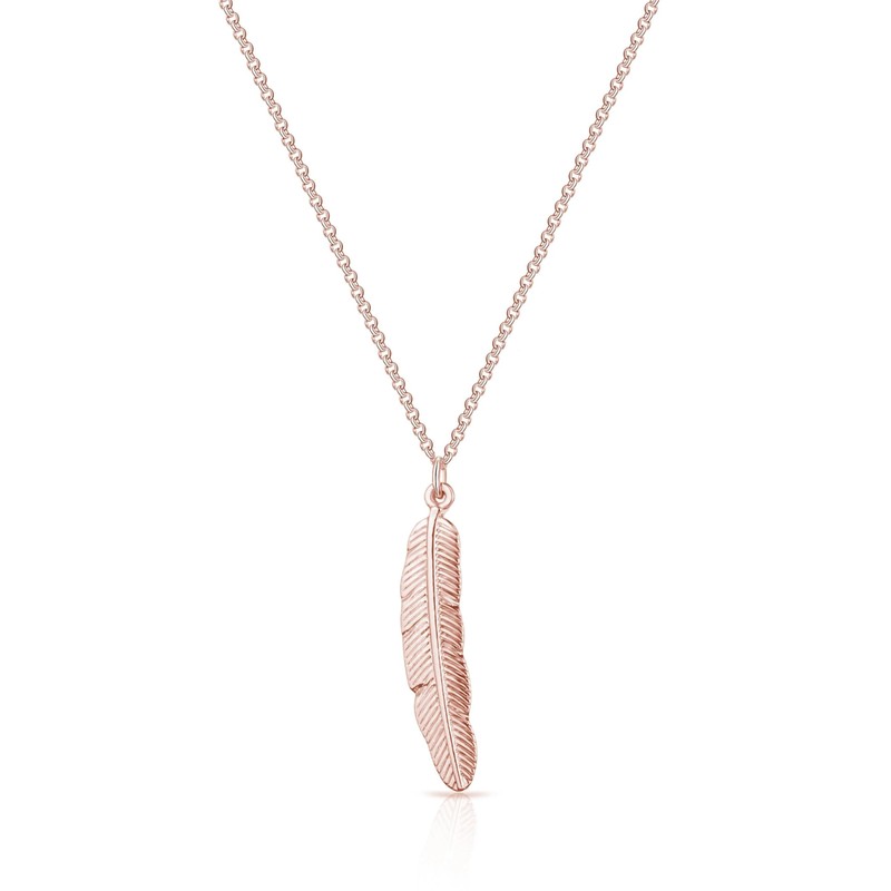 Philip Jones Rose Gold Plated Feather Necklace