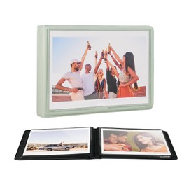 Goldbary 4x6 Mini Photo Album with Leather Cover, Holds 29 Pictures, Portable Wallet for Wedding, Anniversary, Baby, Family, Mint Green