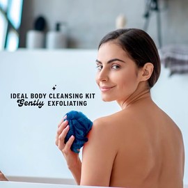 Juego Esponjas Exfoliantes Baño Exfoliante Corporal Alto Rendimiento Spa Masajes Eliminación Piel Muerta Accesorios Ducha Multicolor Azul