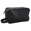 GERMANUS Black Leather Toiletry Bag, black, Toiletry bag with zips