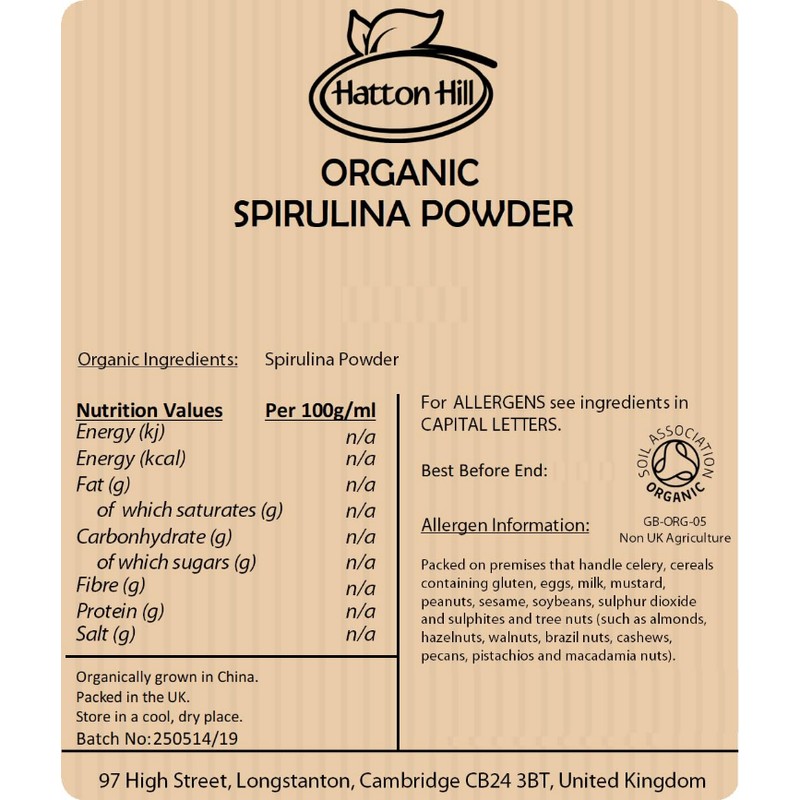 Organic Spirulina Powder 1kg by Hatton Hill Organic
