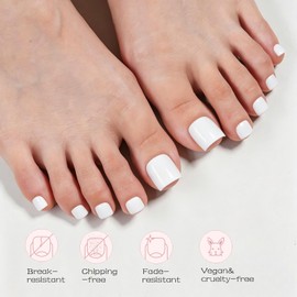 Jsiallye 288Pcs White Toe Nail Press Ons,Press on Toenails For Women,Short Square Toe Nail Tips, Soft Gel False Toenail, Acrylic Soak off Fake Toe Nails for Women Nail Art DIY