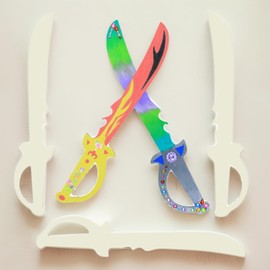 Wooden Sword Ninja Pirate Style Toy Sword, Unfinished Wooden Crafts, DIY Crafts Painting Set, Kids Ninja, Warrior, Viking Kids Role Playing, Games, Parties (5pack) (Wooden Knife)