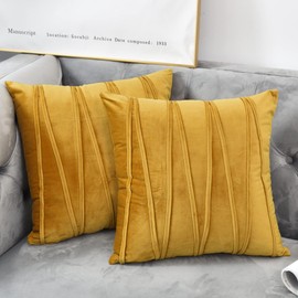 NianEr Decorative Plush Velvet Throw Pillow Covers Sofa Accent Couch Pillows Set of 2 for Bed Living Room Square Pillow Cases 20X20 Gold