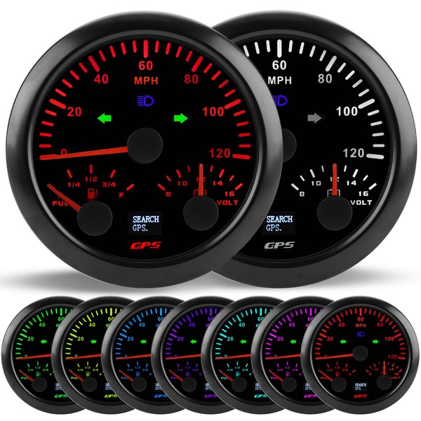 WATERWICH 3-in-1 85mm Speedometer 120MPH + Fuel Level Gauge +