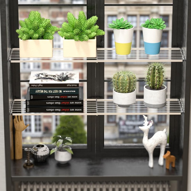 Slideep Adjustable Closet Storage Shelves with Seamless Sticker, Stainless Steel