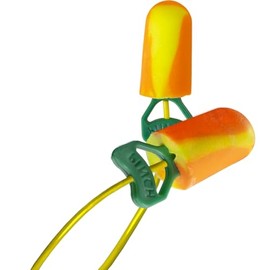 BioSoft Pinchfit Bio-Based Corded Foam Ear Plugs 100-Pair, NRR 32, Yellow/Orange, Tapered Push-in (PF-30)