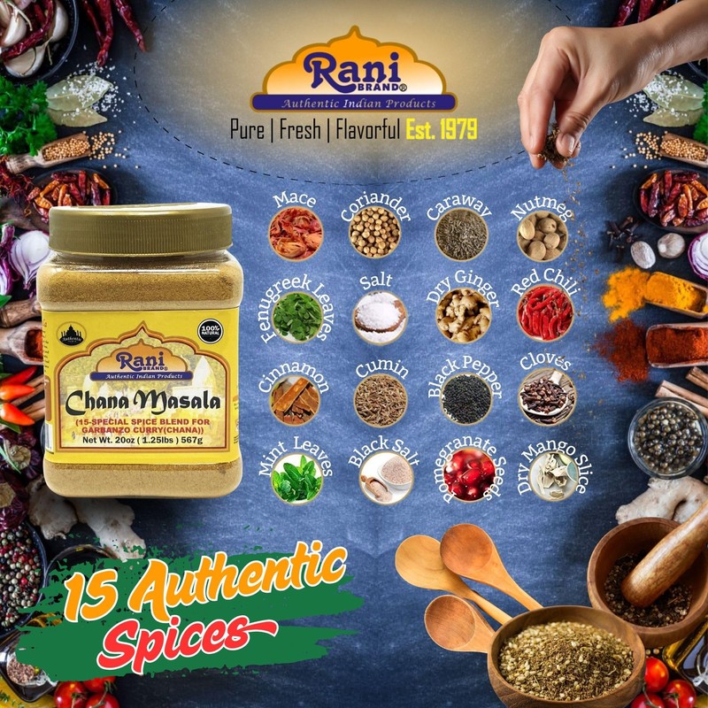 Rani Chana Masala (Garbanzo Curry 15-Spice Blend) 20oz (1.25lbs) 567g