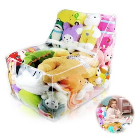 Nzkeuf Large Clear Stuffed Animal Storage Bean Bag, 110L Toy Storage Bag Cover Sofa Style, Soft Toy Organizer, Teddy Bear & Plush Toy Storage for Kids, Bedroom, Playroom, and Nursery