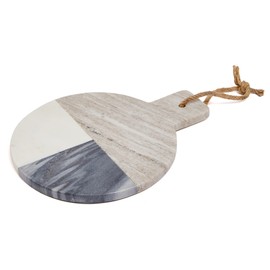 Lexi Home Marble Collection 11.5" x 9" Circle Gray 3-Tone Marble Charcuterie Board