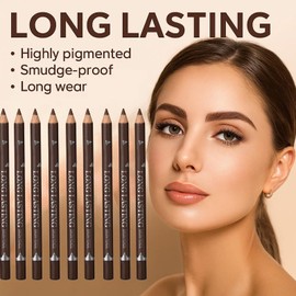 12Pcs Eyebrow & Eyeliner Pencil Set – Waterproof & Smudge-Proof Brow Pen – Long-Lasting Smooth Application Ultra-Fine Tip for Natural Precise Definition Coffee Color for Daily Makeup