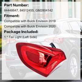XQSMWF Left Driver Side Outer Tail Light Brake Lamp Stop Compatible With Buick Envision 2019 2020 replace 84448647 84382231