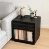 Night Stand with Charging Station, 23 Inch Tall Fluted Modern