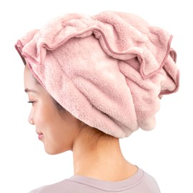 Alphax Microfiber Water Absorbent, Quick Drying, Long Type, Hair Drying Towel, Fuwap Pink