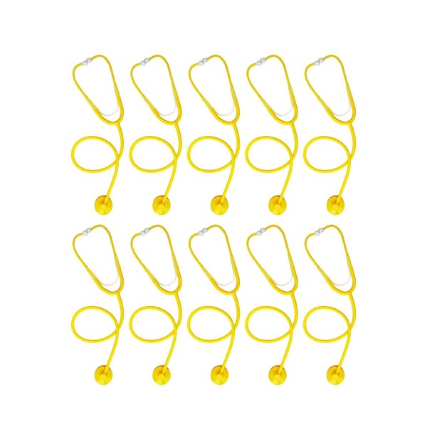Disposable Stethoscope, Yellow, 10-pack, Single Patient Use, Plastic, 22" PVC Y-Tubing, Lightweight for Home, Education, Doctors, Nurses