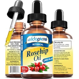 Aceite De Rosa Mosqueta Con Vitaminas A, C Y E Para Arrugas, Cicatrices Y Estrías. Cuidado Facial, Corporal, Capilar Y Labial. (14 Ml)                