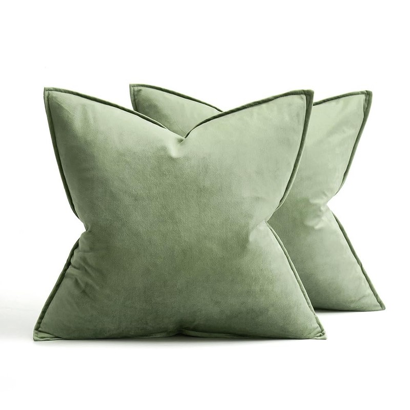 MIULEE Sage Green Velvet Throw Pillow Covers 20x20 Soft Decorative