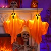 2-Pack Light-Up Hanging Ghost Decorations for Halloween – Warm LED