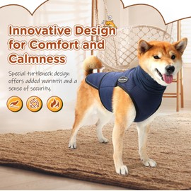 AOOLMOL Dog Anxiety Vest and Coat, Vet Visits and Separation - Keep Pet Calm, Dog Jacket for Thunder, Fireworks, Anti Anxiety Vest for Dogs and Cat Body and Ear