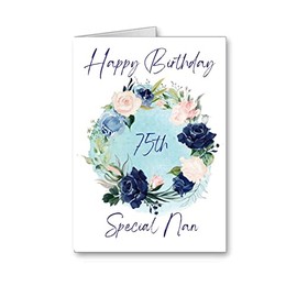 Happy 75th 75 Birthday nan CARD pretty floral flowers