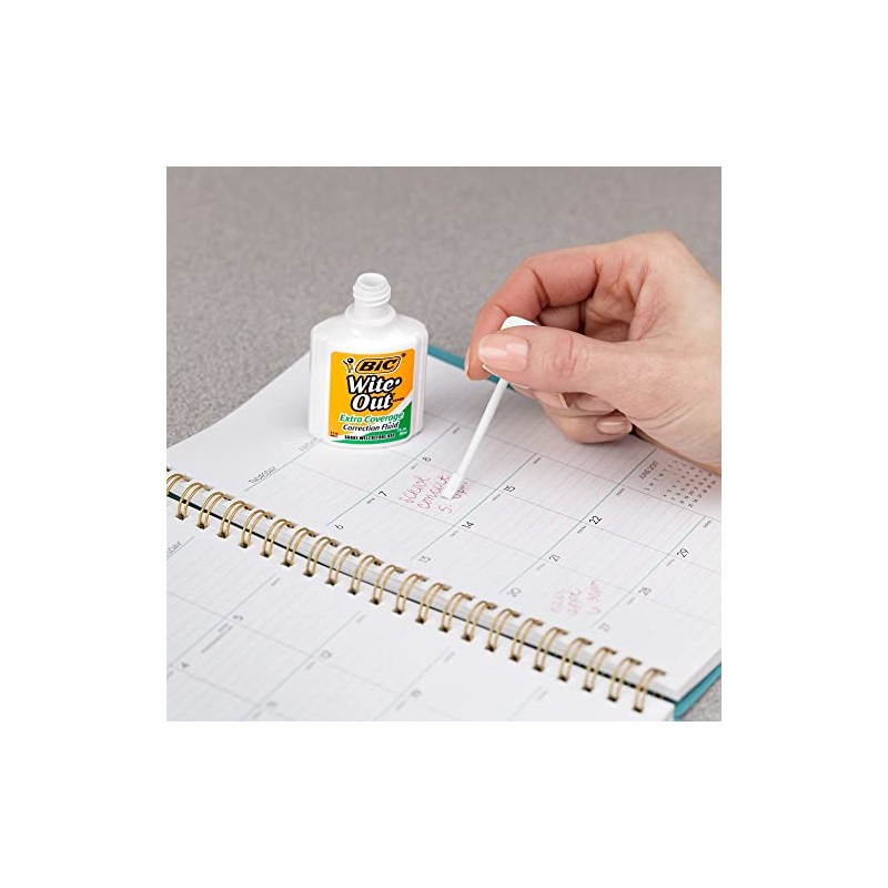 BIC Wite-Out Extra Coverage Correction Fluid, 0.7 ounces Bottle, White,(WOFEC12WE)