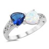 Heart Blue Simulated Sapphire White Simulated Opal Promise Ring Sterling