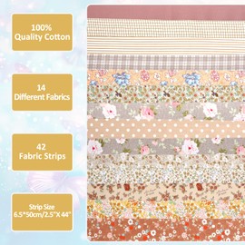 42Pcs Jelly Roll Fabric Strips Soft Cotton Quilting Fabric 2.5 x 20 Inch Pre-Cut Cotton Strips Bundles for Quilting Crafting and Sewing