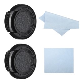 PATIKIL 25mm Lens Cap for Front Lens Side Pinch Snap Camera Lens Cover with Cleaning Cloth 25mm Thread for Universal DSLR Lens Black
