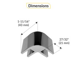 Brixwell GC238A 90 Degree Clamp Corner Connector for 3/8" Glass Panels Chrome Two-Way Glass Bracket for Furniture, Display Stands, and Tables Heavy-Duty Glass Hardware with Nylon-Tip Set Screws