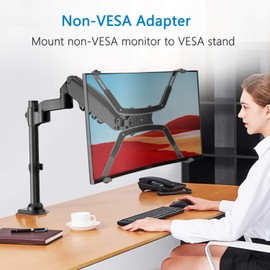 HUANUO Non-VESA Monitor Arm Mount Kit for 17-27 Inch LED/LCD/OLED Screens without VESA Holes, Converts to Monitor Mount with 75 mm VESA Plate, Includes All Installation Accessories