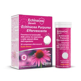 Echinacea Purpurea Effervescente - funzionalità delle prime vie respiratorie - supporto immunitario - Gusto Limone, 20 Compresse Echinacea Benefit