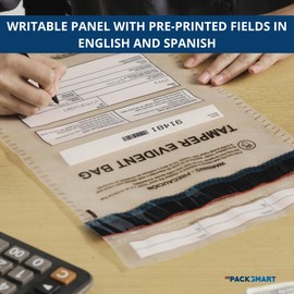 US PACK SMART 12"x16" Clear Plastic Deposit Bags with Security Tape Tamper Evident - Secure Bank Deposits, Cash Handling, & Currency Transport | Self-Sealing Tape with Hidden Graphics | 100-Pack