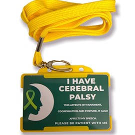 I Have Cerebral Palsy- Disability Awareness ID Card and Yellow Lanyard/Card Holder
