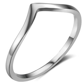 CCBFY Stainless Steel V Shaped Wedding Band Engagement Promise Ring for Women Pointed Chevron Classical Simple Plain Statement Ring Silver 7