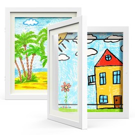 Hsypti Kids Art Frames, Kids Artwork Frames Changeable 8.5 x11 with Mat and 10 x12.5 Without Mat, Front Opening Holds 100 Drawings for Drawings, Artworks, Children Art Projects 2 Pack White