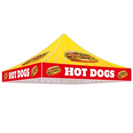Oudain 10x10 FT Hot Dogs Themed Canopy Replacement Top Only Heavy Duty Silver Coated Fabric Pop up Canopy Cover for Outdoor Food Vendors Commercial Catering Event Advertising
