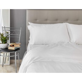 Provence - Egyptian Cotton 500 Thread Count Double Fitted Sheet, 135x200 cm, White, Luxury Bedding Made in Portugal