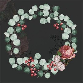 Ambiente Christmas Napkin 33 cm Pack of 20 Eucalyptus Wreath (Black)